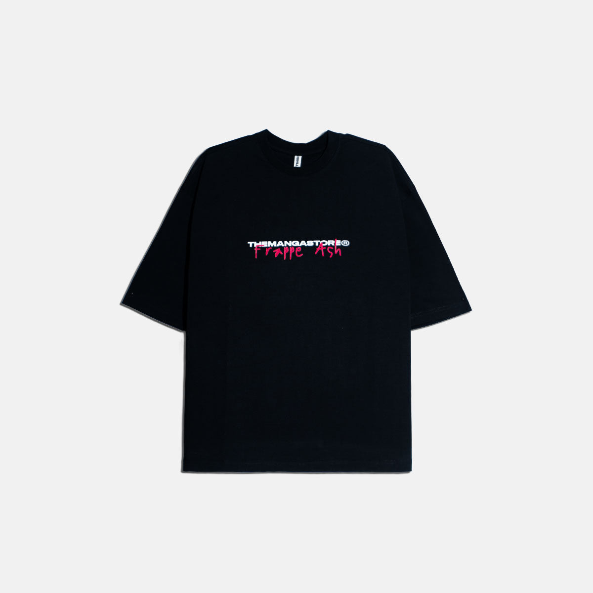 Front side of  JUNKIE ON TOUR black tee with The Manga Store and Frappe Ash logo